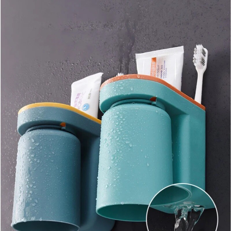 1-2Gb Zobu birstes krūze Daudzfunkcionāls zobu birstes turētājs bez perforatora vannas istabai Pie sienas stiprināmas krūzes Gargle Plastmasas izstrādājumi Sākums