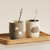 Mutes skalojamā līdzekļa krūze Zobu birste Mājsaimniecības kafijas krāsa smilškrāsas zobu birstes krūze Mājsaimniecības mutes skalojamā līdzekļa krūze Vienkārša Jaunā 8,2*10 cm krūze Gargle