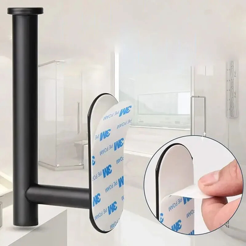 Suport pentru hârtie igienică montat pe perete, fără perforare