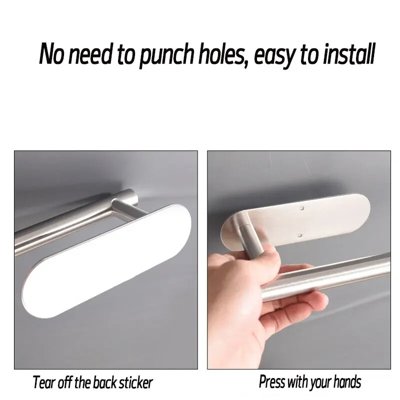 Suport pentru hârtie igienică montat pe perete, fără perforare