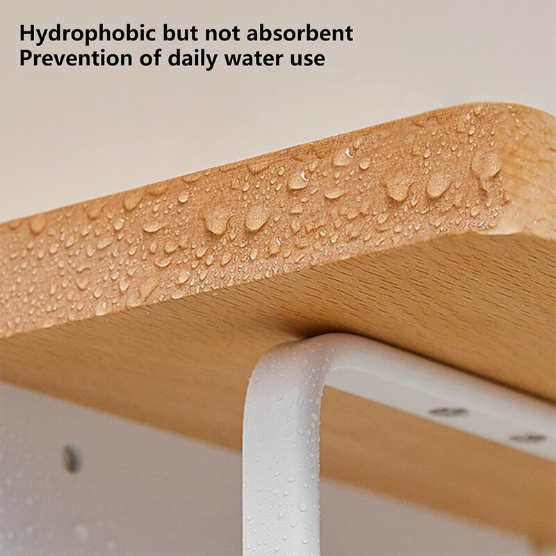 Suport pentru hârtie igienică din lemn masiv - Suport de depozitare pentru telefon fără perforare - Accesorii și accesorii pentru baie