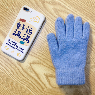 Nove ženske zimske zagrijane plus čvrste, mekane pletene rukavice od kašmira visoke elastičnosti, slatke, šarene rukavice otporne na vjetar