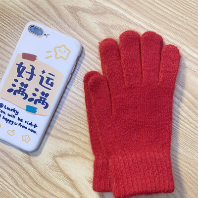 Nove ženske zimske zagrijane plus čvrste, mekane pletene rukavice od kašmira visoke elastičnosti, slatke, šarene rukavice otporne na vjetar