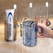 Tooth Glass Light Luxury Caurspīdīgs mutes skalošanas krūze Zobu birstes turētājs Creative Gargle Cup Zobu birstes uzglabāšana Vannas istabas piederumi