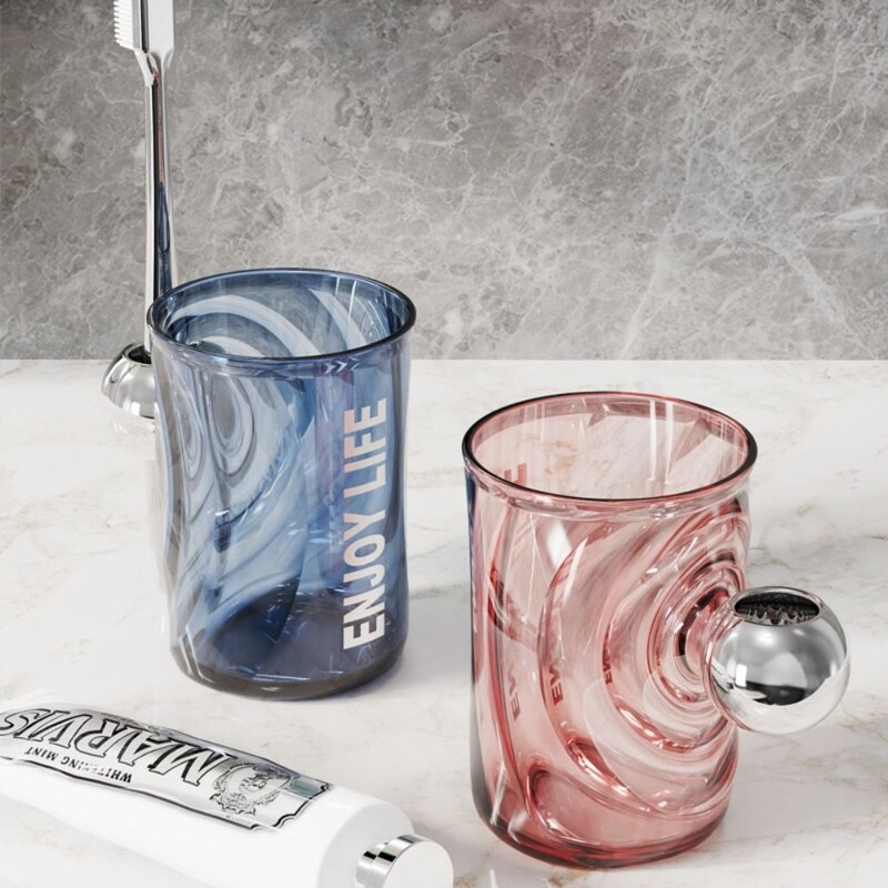 Tooth Glass Light Luxury Caurspīdīgs mutes skalošanas krūze Zobu birstes turētājs Creative Gargle Cup Zobu birstes uzglabāšana Vannas istabas piederumi