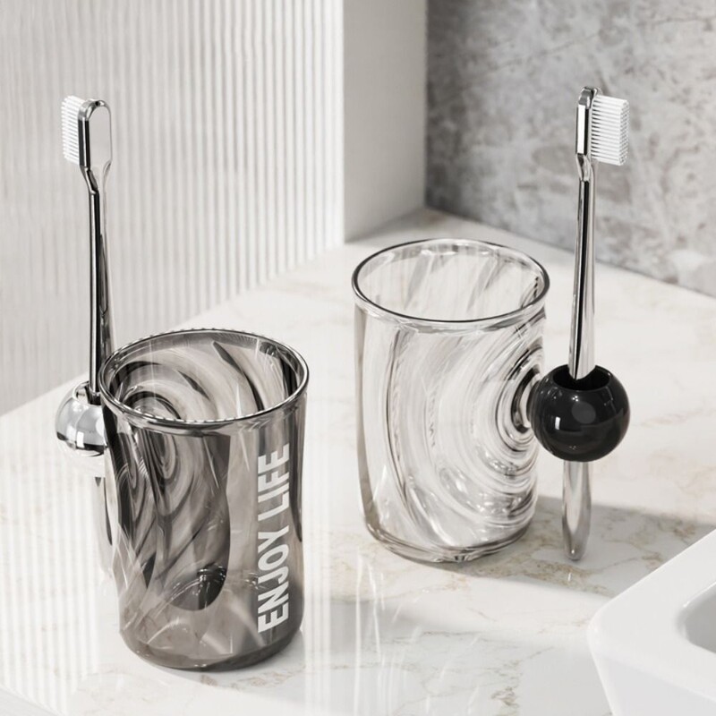 Tooth Glass Light Luxury Caurspīdīgs mutes skalošanas krūze Zobu birstes turētājs Creative Gargle Cup Zobu birstes uzglabāšana Vannas istabas piederumi