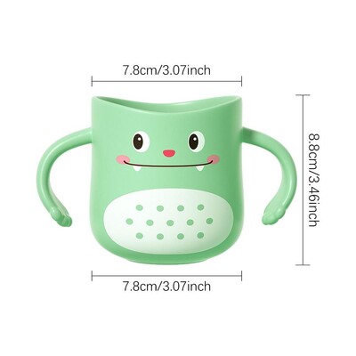 Laste hambaharjatops Kaasaskantav kahe käepidemega disainiga hambaharjahoidja Korduvkasutatav dinosauruse kujuga hambapasta kruus vannituppa