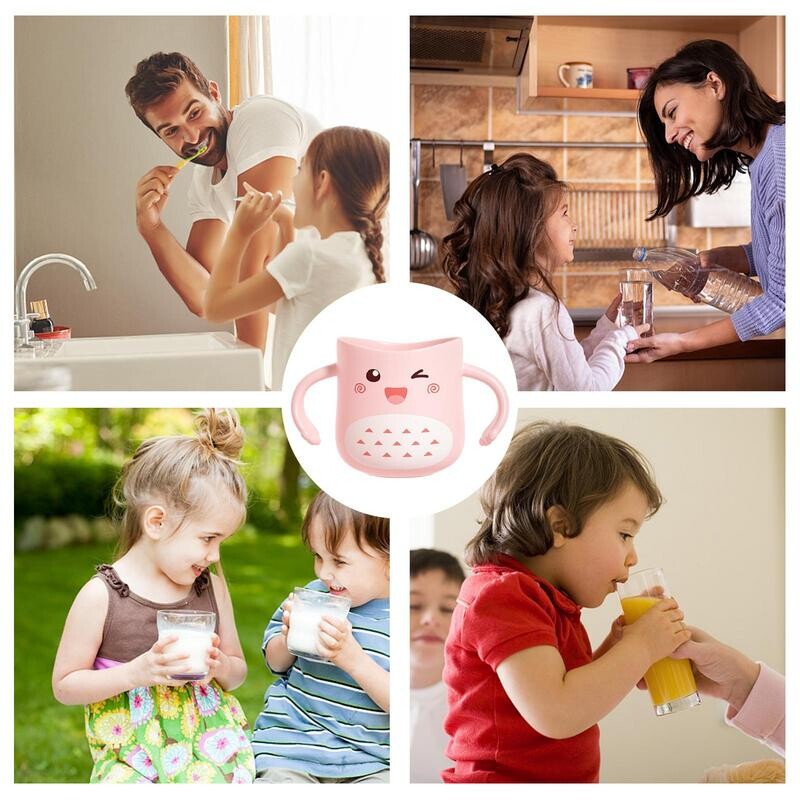 Laste hambaharjatops Kaasaskantav kahe käepidemega disainiga hambaharjahoidja Korduvkasutatav dinosauruse kujuga hambapasta kruus vannituppa