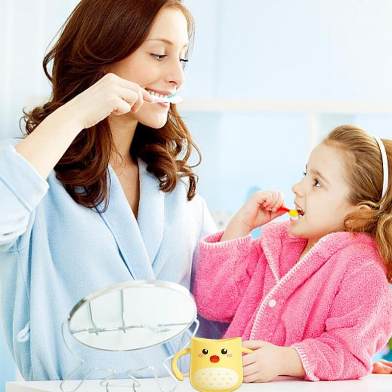 Laste hambaharjatops Kaasaskantav kahe käepidemega disainiga hambaharjahoidja Korduvkasutatav dinosauruse kujuga hambapasta kruus vannituppa