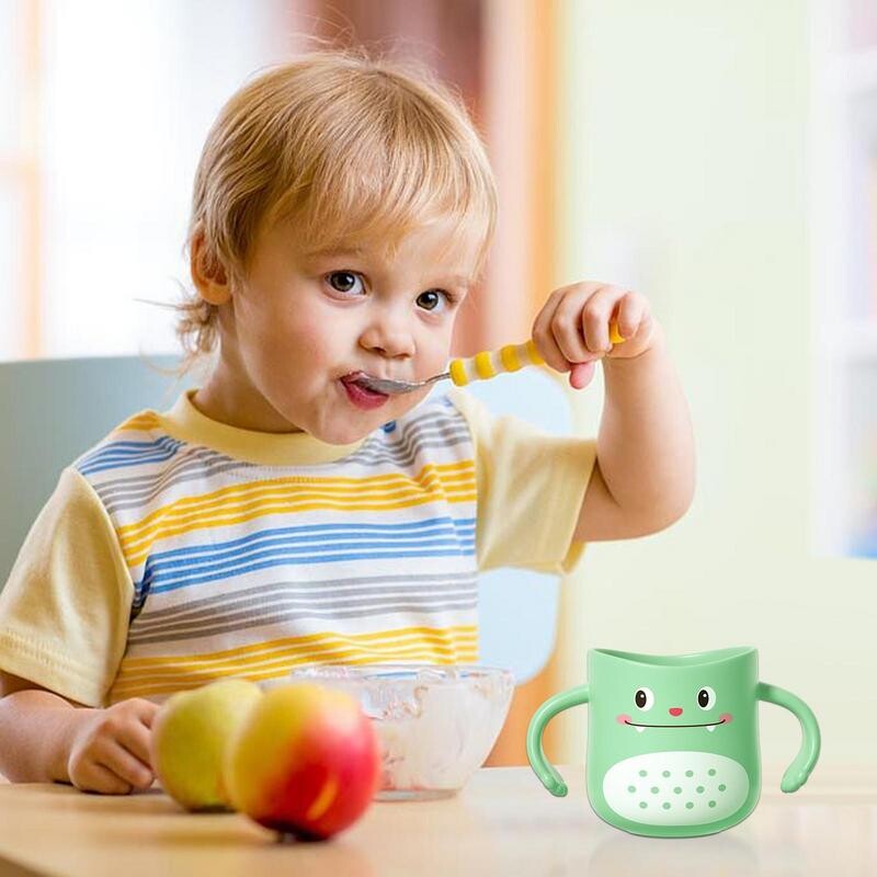 Laste hambaharjatops Kaasaskantav kahe käepidemega disainiga hambaharjahoidja Korduvkasutatav dinosauruse kujuga hambapasta kruus vannituppa