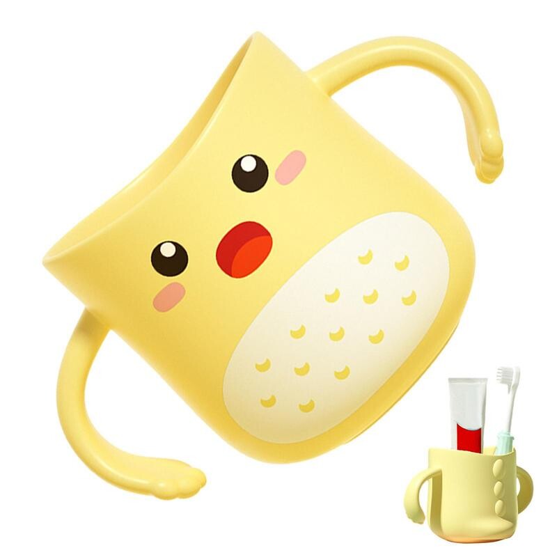 Laste hambaharjatops Kaasaskantav kahe käepidemega disainiga hambaharjahoidja Korduvkasutatav dinosauruse kujuga hambapasta kruus vannituppa