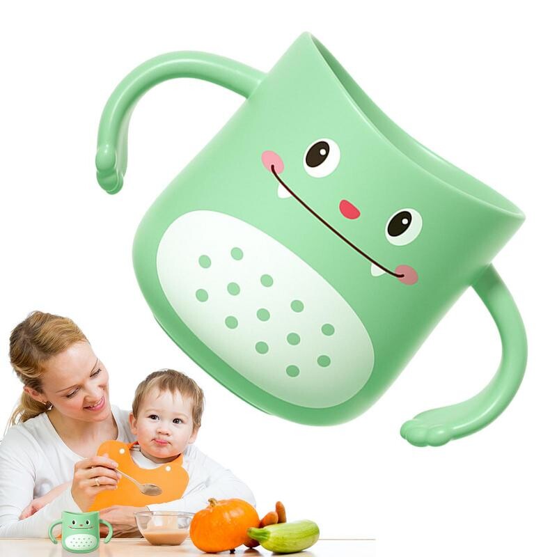 Laste hambaharjatops Kaasaskantav kahe käepidemega disainiga hambaharjahoidja Korduvkasutatav dinosauruse kujuga hambapasta kruus vannituppa