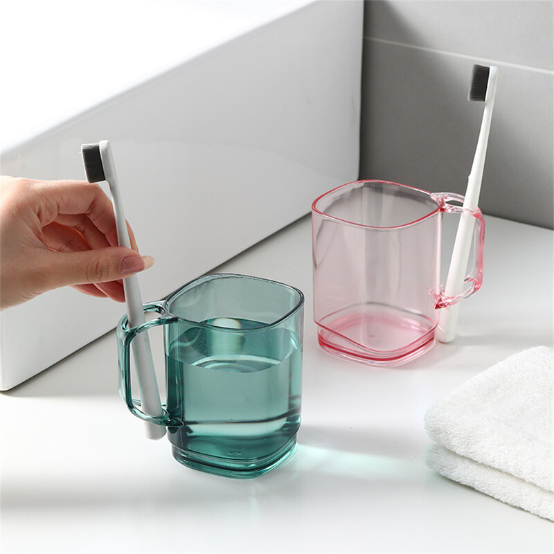 Квадратна прозрачна чаша за вода за уста Чаша за домакинско миене Чаша за четка за зъби Обикновена студентска пластмасова поставка за купа за зъби Аксесоари за баня