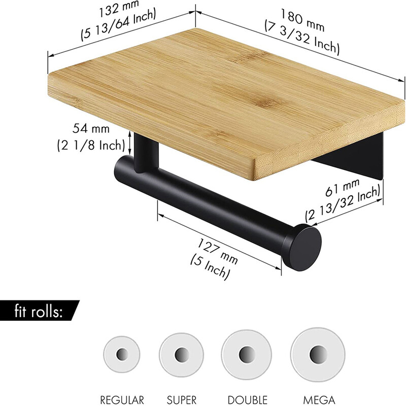 Suport pentru prosoape de hârtie din lemn masiv, fără perforare