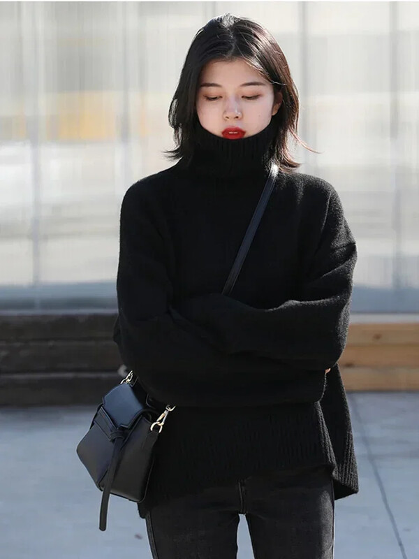 CHIC VEN Fashion Pulovere de damă cu gât largi Pulover cald și solid Tricoturi Pulovere de bază pentru femei Toamna Iarnă 2023
