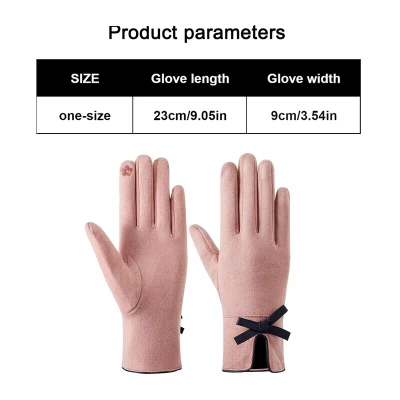 Toamnă și iarnă Mănuși calde pentru femei Decorare cu funde de modă Mănuși de călărie în aer liber Mănuși cu ecran tactil