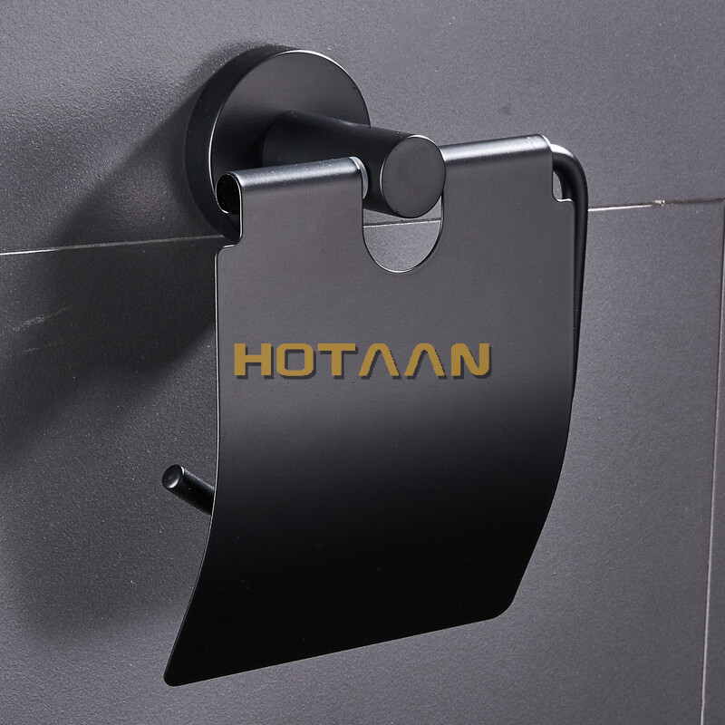 Hotaan Dozator de prosoape de baie de bucatarie din otel inoxidabil Suport de hartie negru Accesorii de baie 10992-H