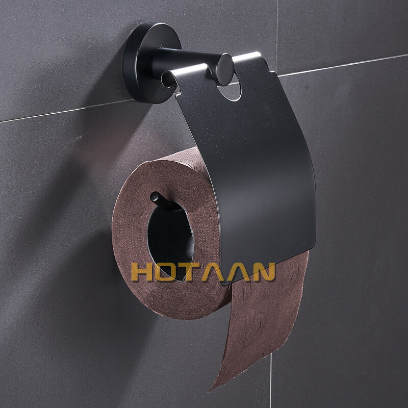 Hotaan Dozator de prosoape de baie de bucatarie din otel inoxidabil Suport de hartie negru Accesorii de baie 10992-H