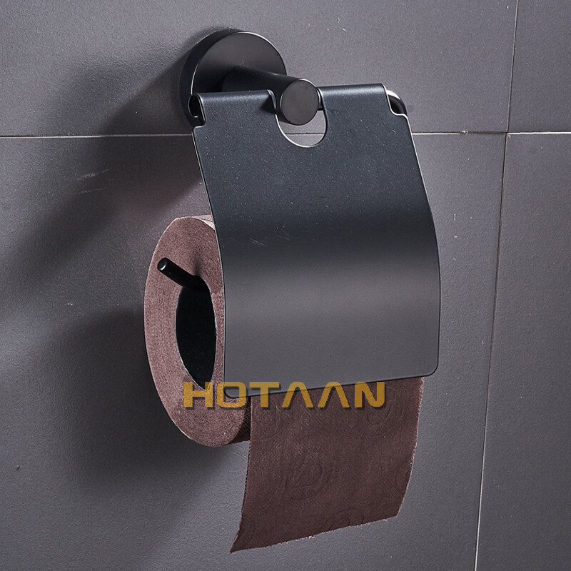 Hotaan Dozator de prosoape de baie de bucatarie din otel inoxidabil Suport de hartie negru Accesorii de baie 10992-H