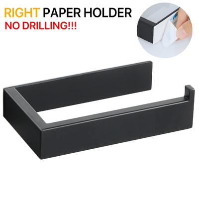 Tualetes ruļļu turētājs Matēts melns tualetes papīra turētājs bez urbšanas sienas dvieļu turētājs SUS304 nerūsējošais tērauds vannas istabai