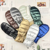 Ziemas Jauns Plus Samts Biezs Siltas Rokas Cimdi Āra Slēpošana Ūdensizturīgs Vēja Necaurlaidīgs Sieviešu Cimdi Vienkrāsaini Glancēti Cimdi