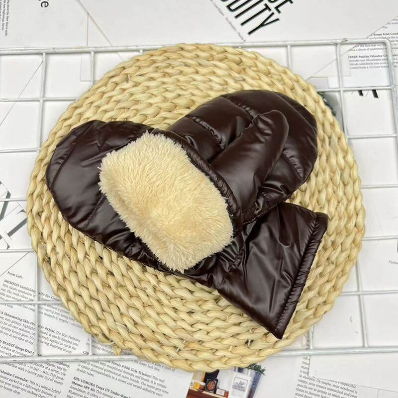 Ziemas Jauns Plus Samts Biezs Siltas Rokas Cimdi Āra Slēpošana Ūdensizturīgs Vēja Necaurlaidīgs Sieviešu Cimdi Vienkrāsaini Glancēti Cimdi