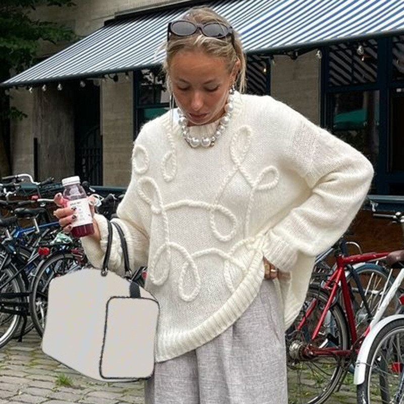 TARUXY modes ikdienas džemperi sievietēm vienkrāsains, apaļš kakla izgriezums ar garām piedurknēm trikotāžas džemperis, brīvs sieviešu 2024. gada rudens ziema Jauns