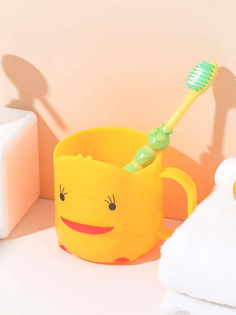 1vnt mielas geltonos anties puodelis, plastikinis puodelis šypsenai veidui, vonios kambario skalavimo puodelis, dantų šepetėlio laikiklis, patvarus vandens puodelis namams
