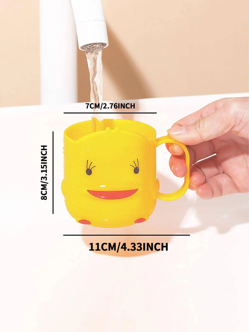 1vnt mielas geltonos anties puodelis, plastikinis puodelis šypsenai veidui, vonios kambario skalavimo puodelis, dantų šepetėlio laikiklis, patvarus vandens puodelis namams