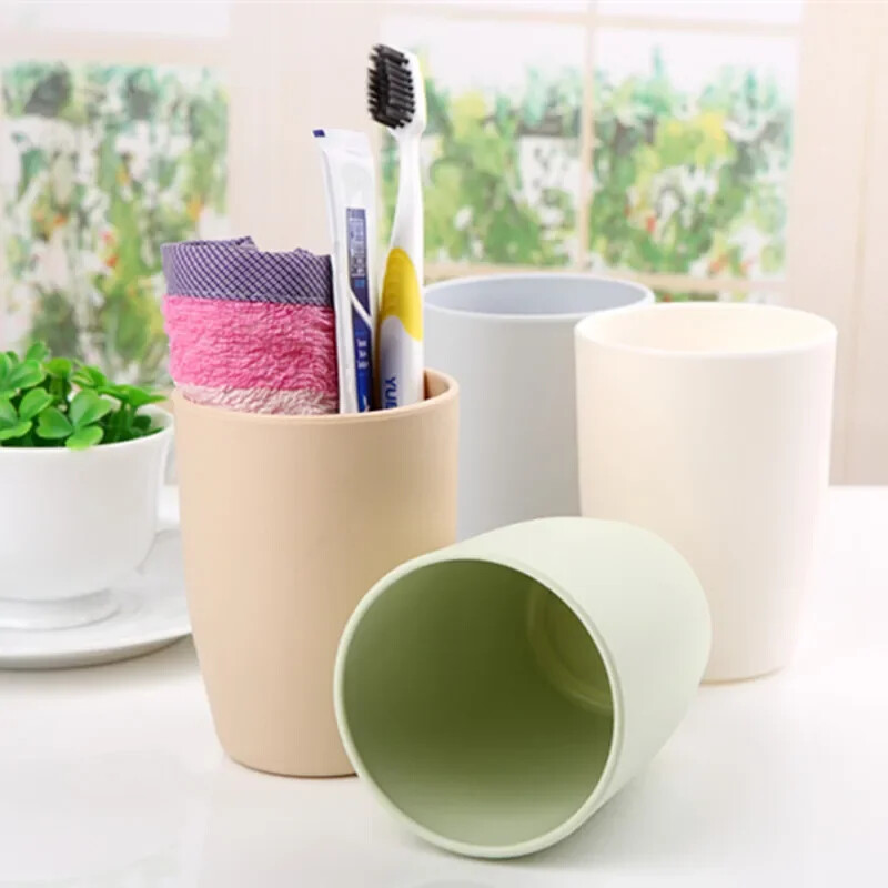 Apvalus plastikinis dantų šepetėlio puodelis Lovers Dantų šepetėlio puodelis Paprastas buitinis vonios kambario tualeto plovimo puodelis Gargle Cup