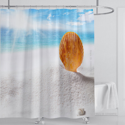 Perdeau de duș mare plajă 3D Modern tropical frunze de palmier peisaj imprimat Baie Impermeabil Decorat pentru casa Paravan de duș lavabil