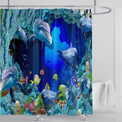 Perdeau de duș mare plajă 3D Modern tropical frunze de palmier peisaj imprimat Baie Impermeabil Decorat pentru casa Paravan de duș lavabil