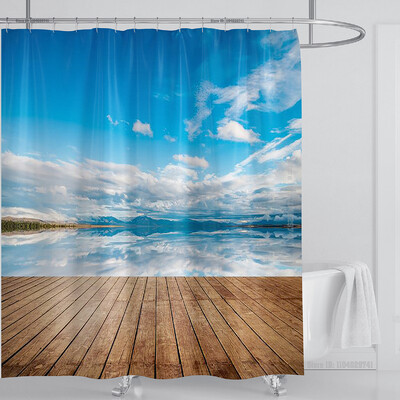 Perdeau de duș mare plajă 3D Modern tropical frunze de palmier peisaj imprimat Baie Impermeabil Decorat pentru casa Paravan de duș lavabil