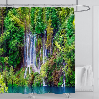 Perdeau de duș mare plajă 3D Modern tropical frunze de palmier peisaj imprimat Baie Impermeabil Decorat pentru casa Paravan de duș lavabil