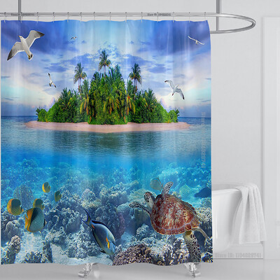 Perdeau de duș mare plajă 3D Modern tropical frunze de palmier peisaj imprimat Baie Impermeabil Decorat pentru casa Paravan de duș lavabil