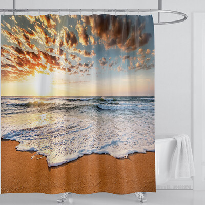 Perdeau de duș mare plajă 3D Modern tropical frunze de palmier peisaj imprimat Baie Impermeabil Decorat pentru casa Paravan de duș lavabil