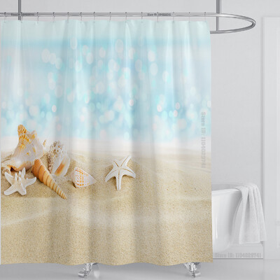 Perdeau de duș mare plajă 3D Modern tropical frunze de palmier peisaj imprimat Baie Impermeabil Decorat pentru casa Paravan de duș lavabil