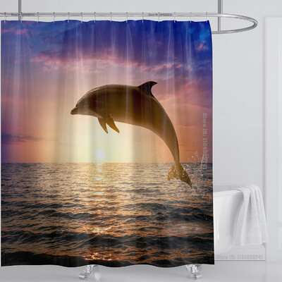 Perdeau de duș mare plajă 3D Modern tropical frunze de palmier peisaj imprimat Baie Impermeabil Decorat pentru casa Paravan de duș lavabil