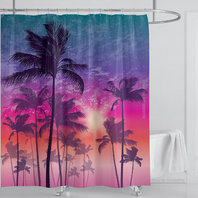 Perdeau de duș mare plajă 3D Modern tropical frunze de palmier peisaj imprimat Baie Impermeabil Decorat pentru casa Paravan de duș lavabil