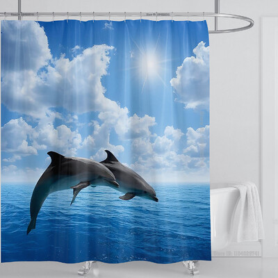 Perdeau de duș mare plajă 3D Modern tropical frunze de palmier peisaj imprimat Baie Impermeabil Decorat pentru casa Paravan de duș lavabil