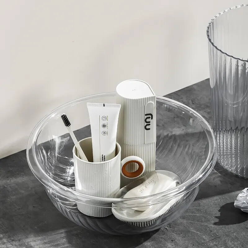 Baltas burnos skalavimo skysčio puodelis su rankena Daugkartinio naudojimo paprasti buitiniai didelio kalibro plastikiniai vonios dantų šepetėlių puodeliai