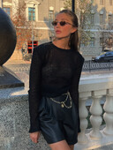 Moda pentru femei Transparente Pulover tricotat solid șic cu decolteu cu mânecă lungă Topuri subțiri subțiri Tricoturi pentru damă