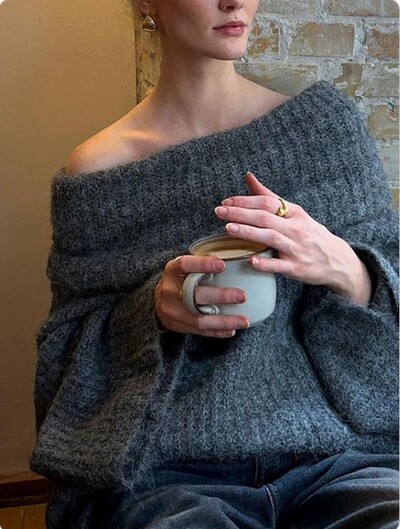 Kootud pikkade varrukatega O-kaelusega vabaaja pullover Moodne ühevärviline mitmekülgne elegantne naiste sviiter reisimiseks High Streeti sügistop