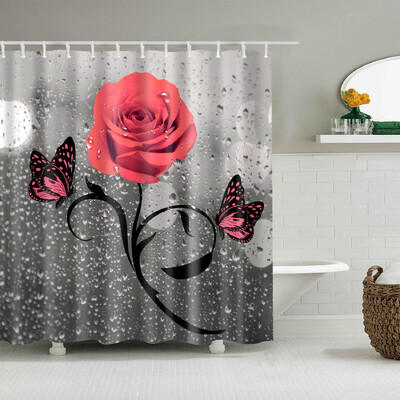 Plantă, flori, frunze, copaci, peisaj rural, baie, perdea de duș, impermeabilă, poliester, frabic, perdea de baie cu 12 cârlige