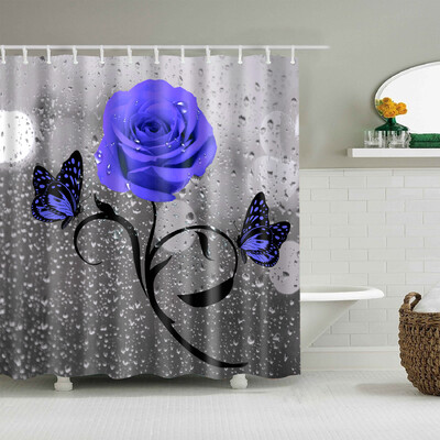 Plantă, flori, frunze, copaci, peisaj rural, baie, perdea de duș, impermeabilă, poliester, frabic, perdea de baie cu 12 cârlige