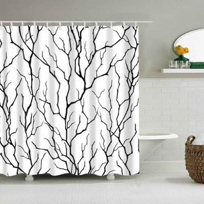 Plantă, flori, frunze, copaci, peisaj rural, baie, perdea de duș, impermeabilă, poliester, frabic, perdea de baie cu 12 cârlige