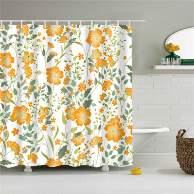 Plantă, flori, frunze, copaci, peisaj rural, baie, perdea de duș, impermeabilă, poliester, frabic, perdea de baie cu 12 cârlige