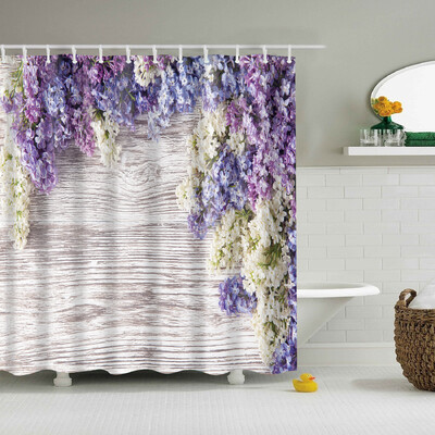 Plantă, flori, frunze, copaci, peisaj rural, baie, perdea de duș, impermeabilă, poliester, frabic, perdea de baie cu 12 cârlige