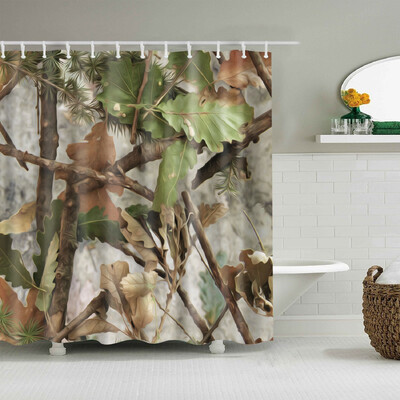 Plantă, flori, frunze, copaci, peisaj rural, baie, perdea de duș, impermeabilă, poliester, frabic, perdea de baie cu 12 cârlige