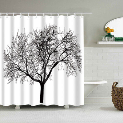 Plantă, flori, frunze, copaci, peisaj rural, baie, perdea de duș, impermeabilă, poliester, frabic, perdea de baie cu 12 cârlige